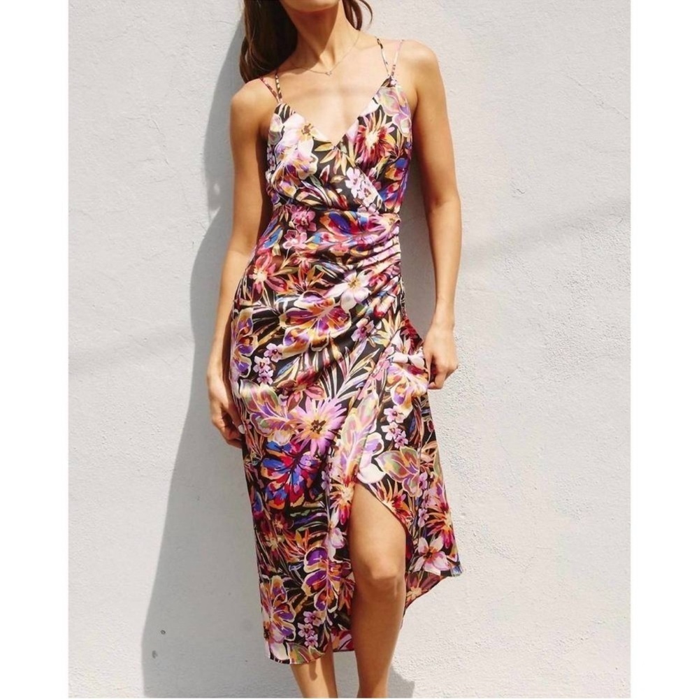 DRESS FORUM satin floral tulip dress in multi